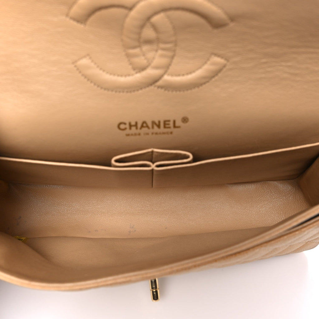 Chanel Caviar Quilted Medium Double Flap Beige