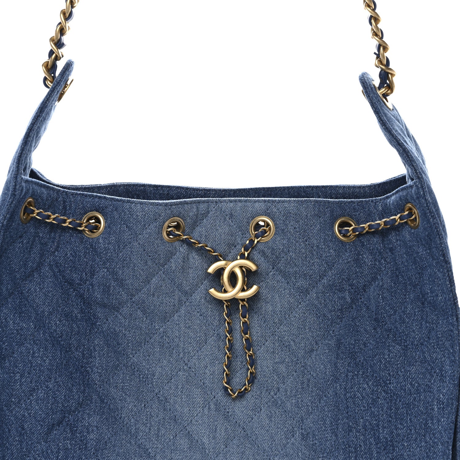 Chanel Washed Denim Quilted Medium Chanel 25 Handbag Blue