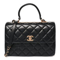 Chanel Lambskin Quilted Medium Trendy CC Flap Dual Handle Bag Black