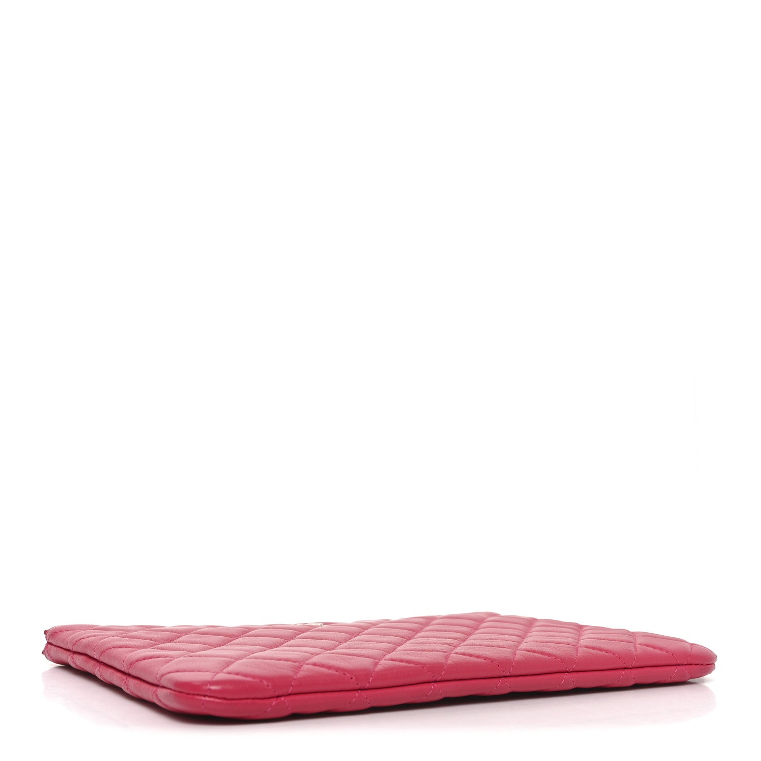 Lambskin Quilted Medium Cosmetic Case Dark Pink