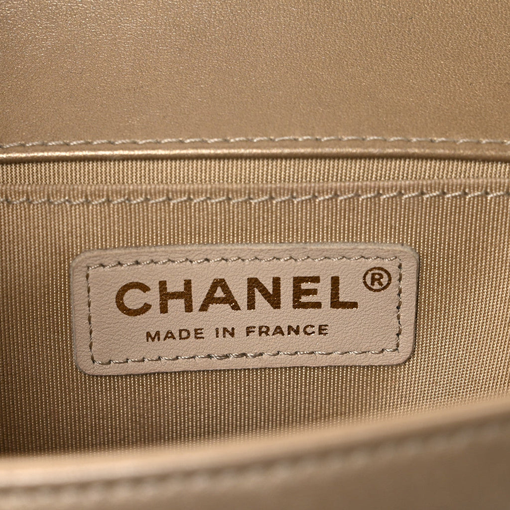 Chanel Metallic Lambskin Medium Scaled Boy Flap Gold