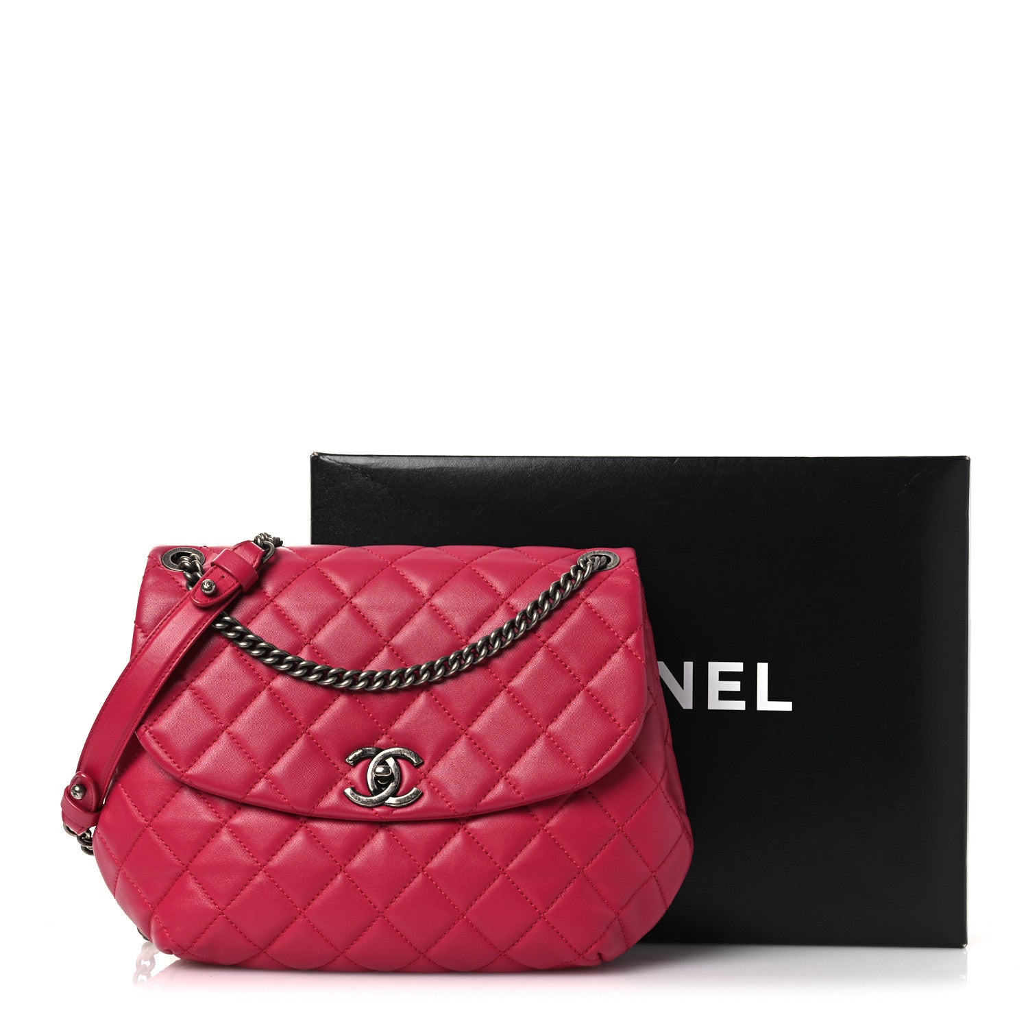 Chanel Lambskin Quilted Large Daily Supple Flap Dark Pink