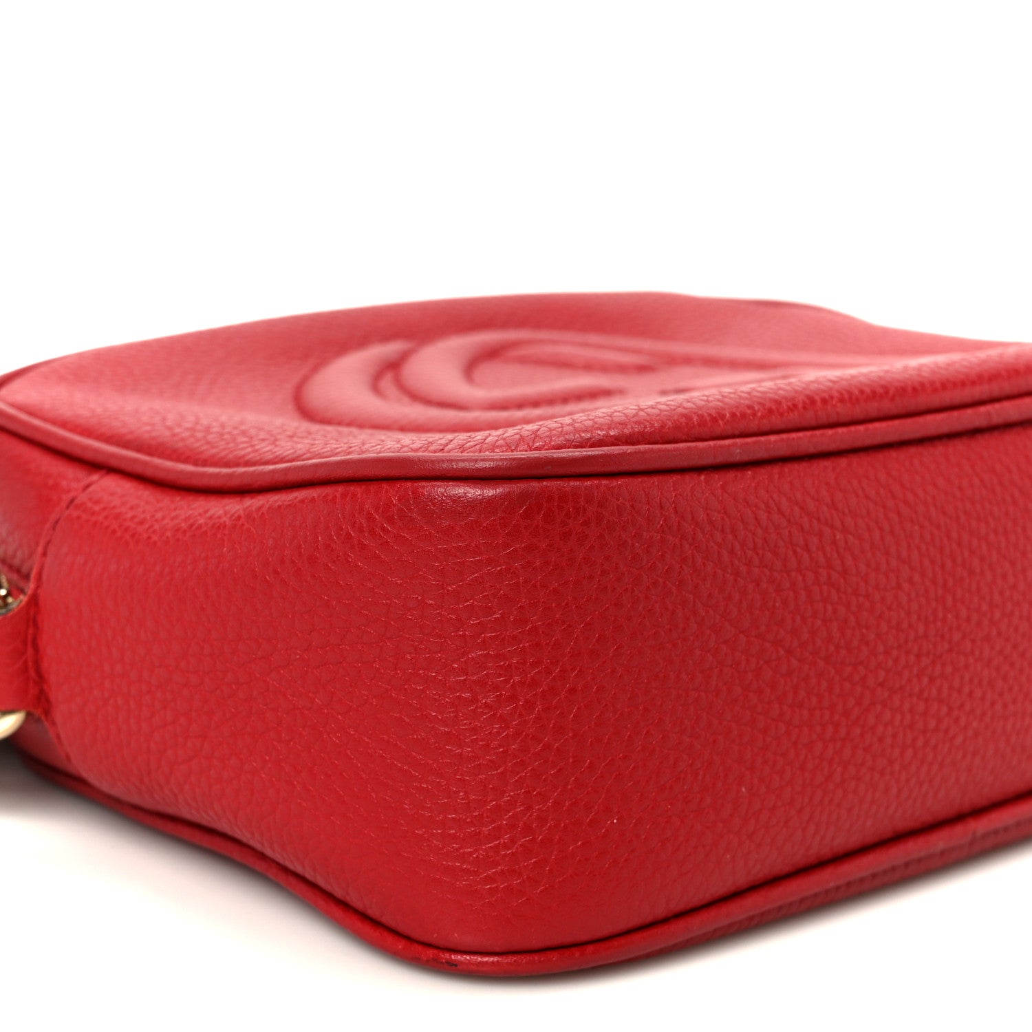Gucci Pebbled Calfskin Small Soho Disco Bag Tabasco Red