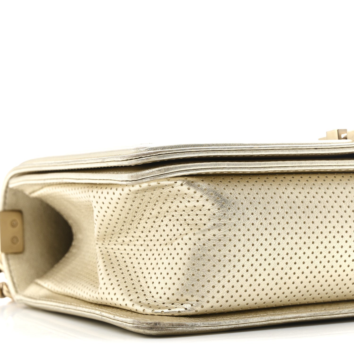 Chanel Lambskin Perforated Quilted New Medium Boy Flap Gold