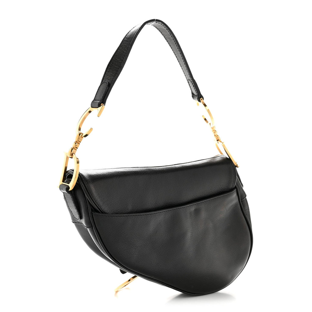 Christian Dior Shiny Goatskin  Saddle Bag Black