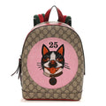 Gucci GG Supreme Monogram Web Bosco Patch Dome Backpack Beige Malva Hibiscus Red