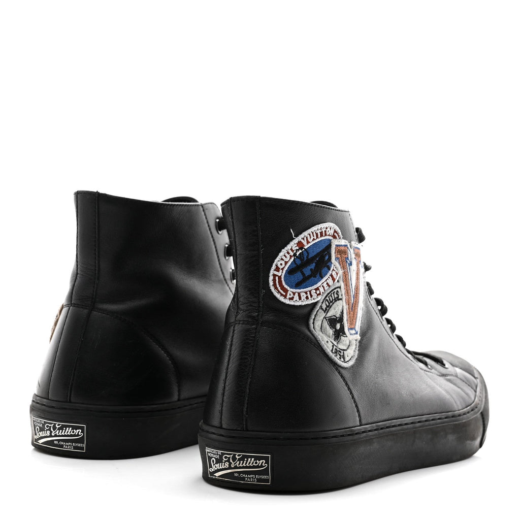 Louis Vuitton Calfskin LV League Tattoo Sneaker Boots 8.5 Black