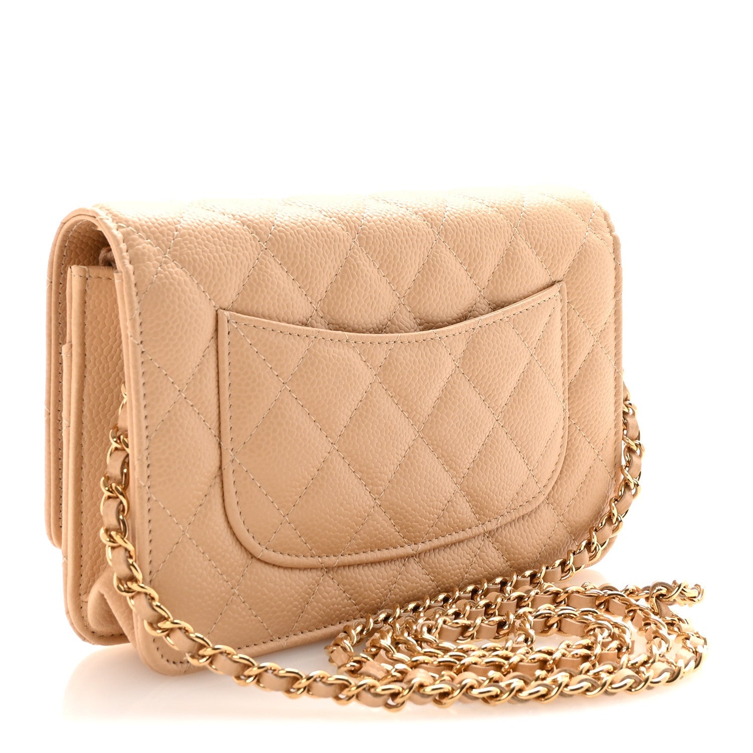 Chanel Caviar Quilted Wallet on Chain WOC Beige