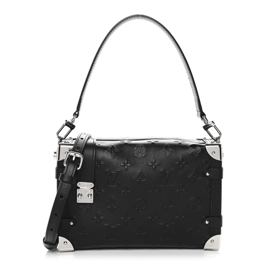 Louis Vuitton Calfskin Debossed Monogram Side Trunk Black