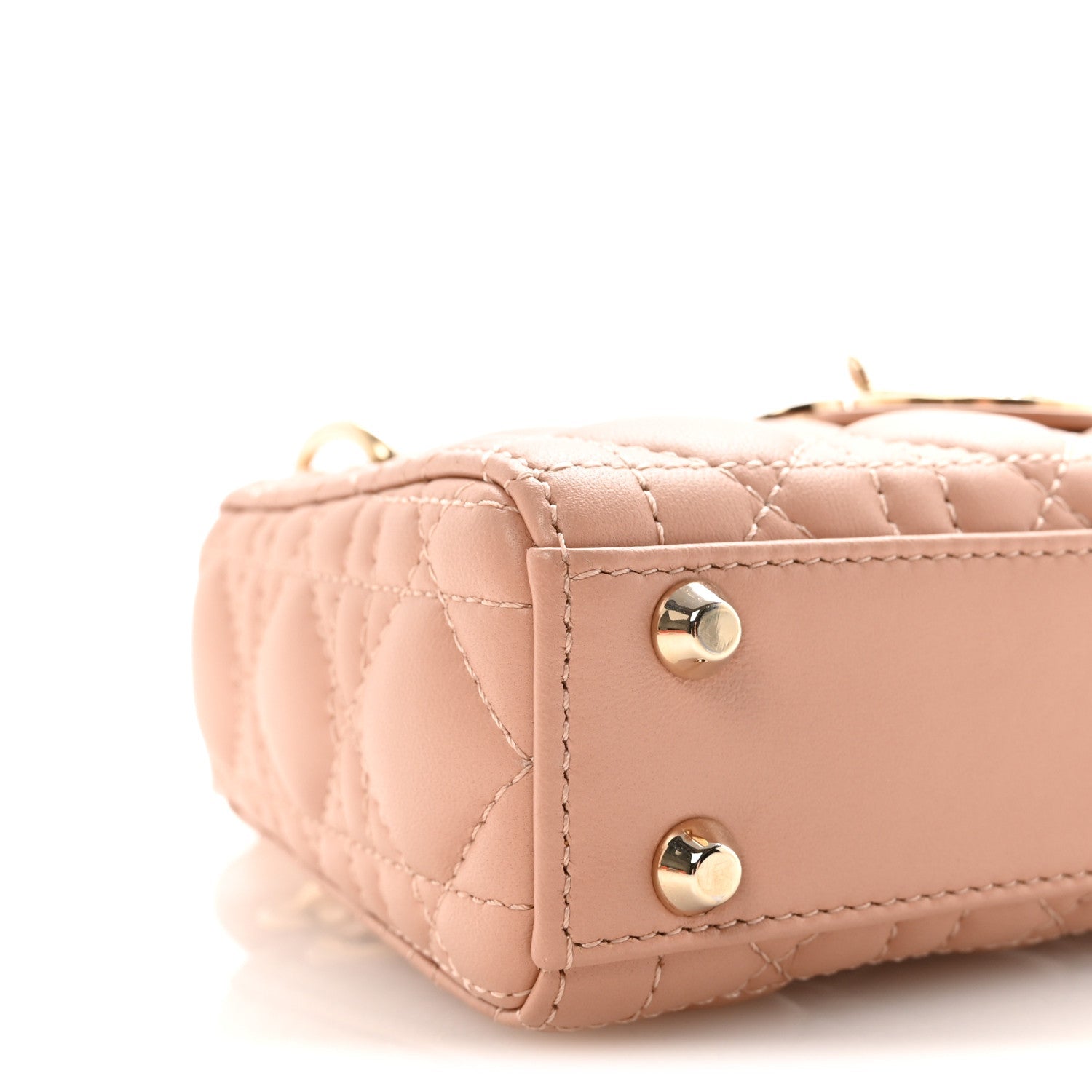 Christian Dior Lambskin Cannage Micro Lady Dior Rose Des Vents