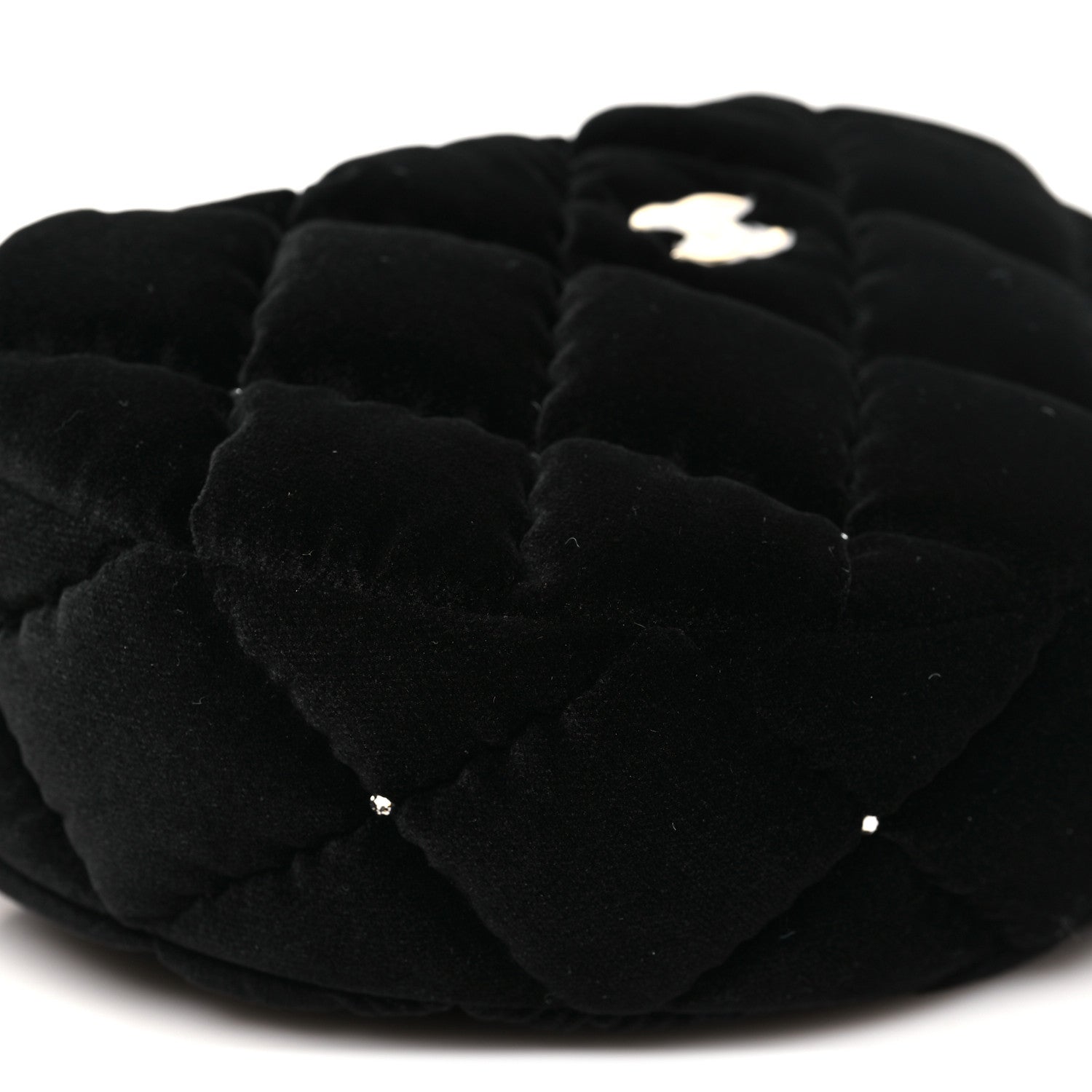 Chanel Velvet Diamanté Quilted Pocket Pouch Hobo Black