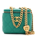 Chanel Caviar Quilted Sweetheart Mini Vanity Case Green