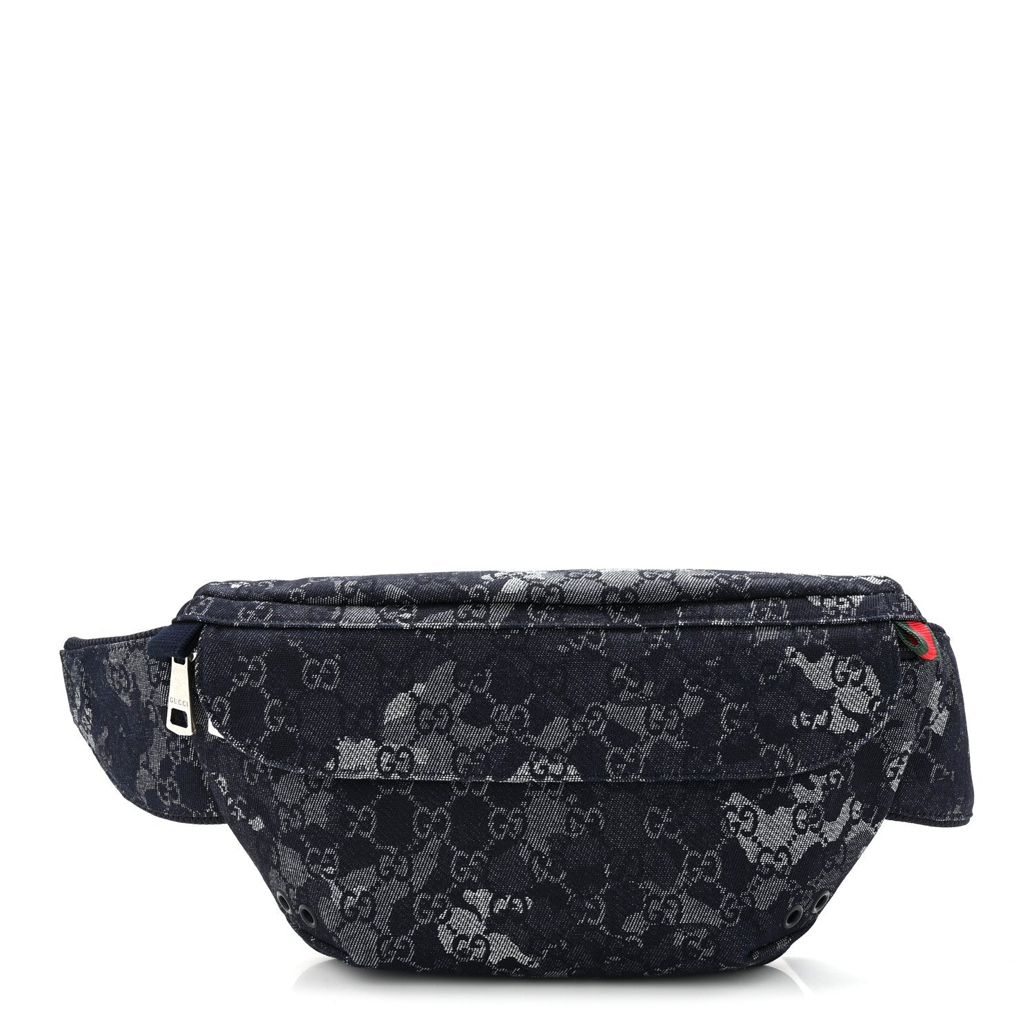 Gucci Denim Monogram Web Belt Bag Blue Multicolor