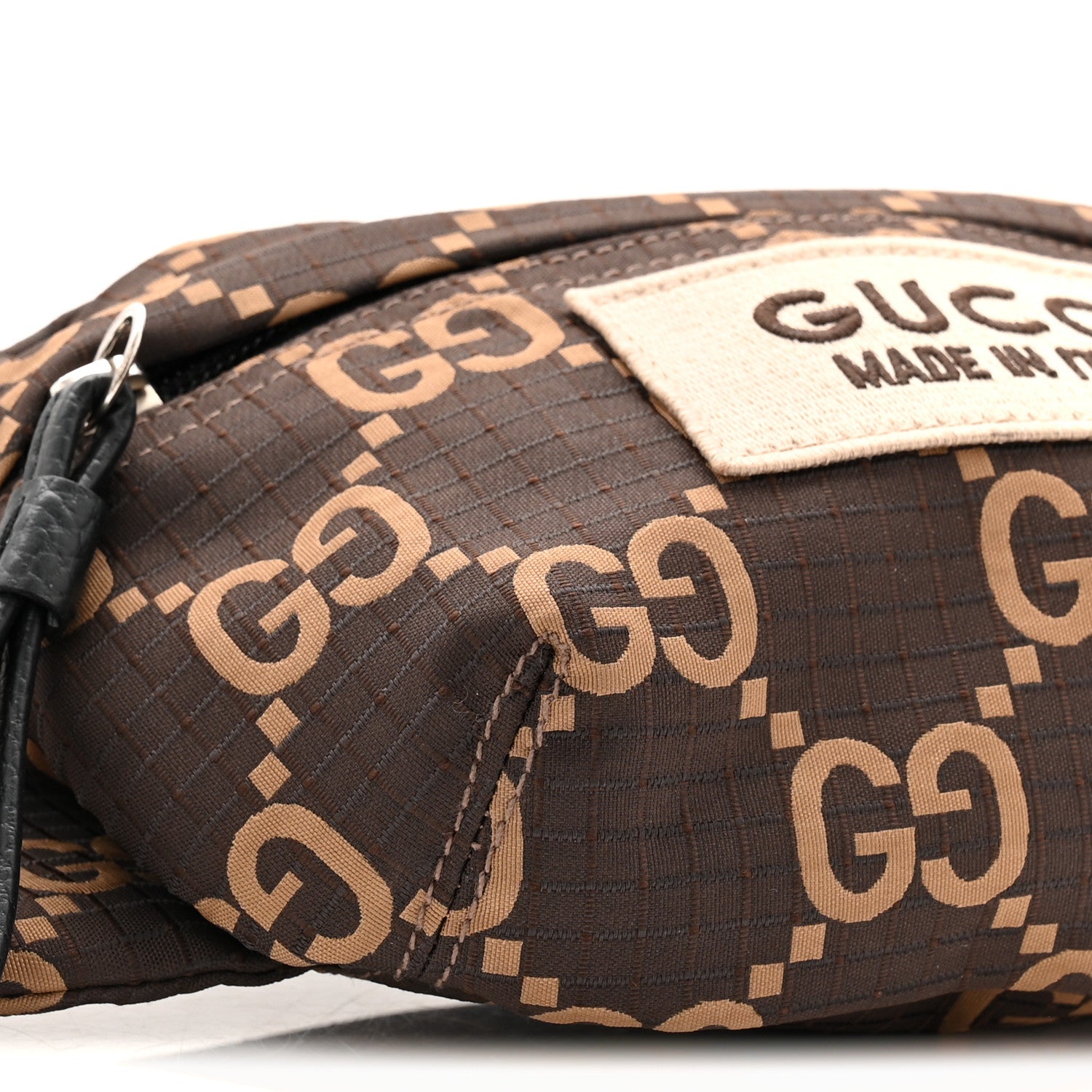 Gucci Recycled Polyester Monogram Jumbo GG Belt Bag Ebony Beige
