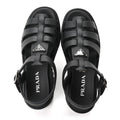 Prada Foam Rubber Metal Triangle Logo Soft Cage Women Sandals 40 Black
