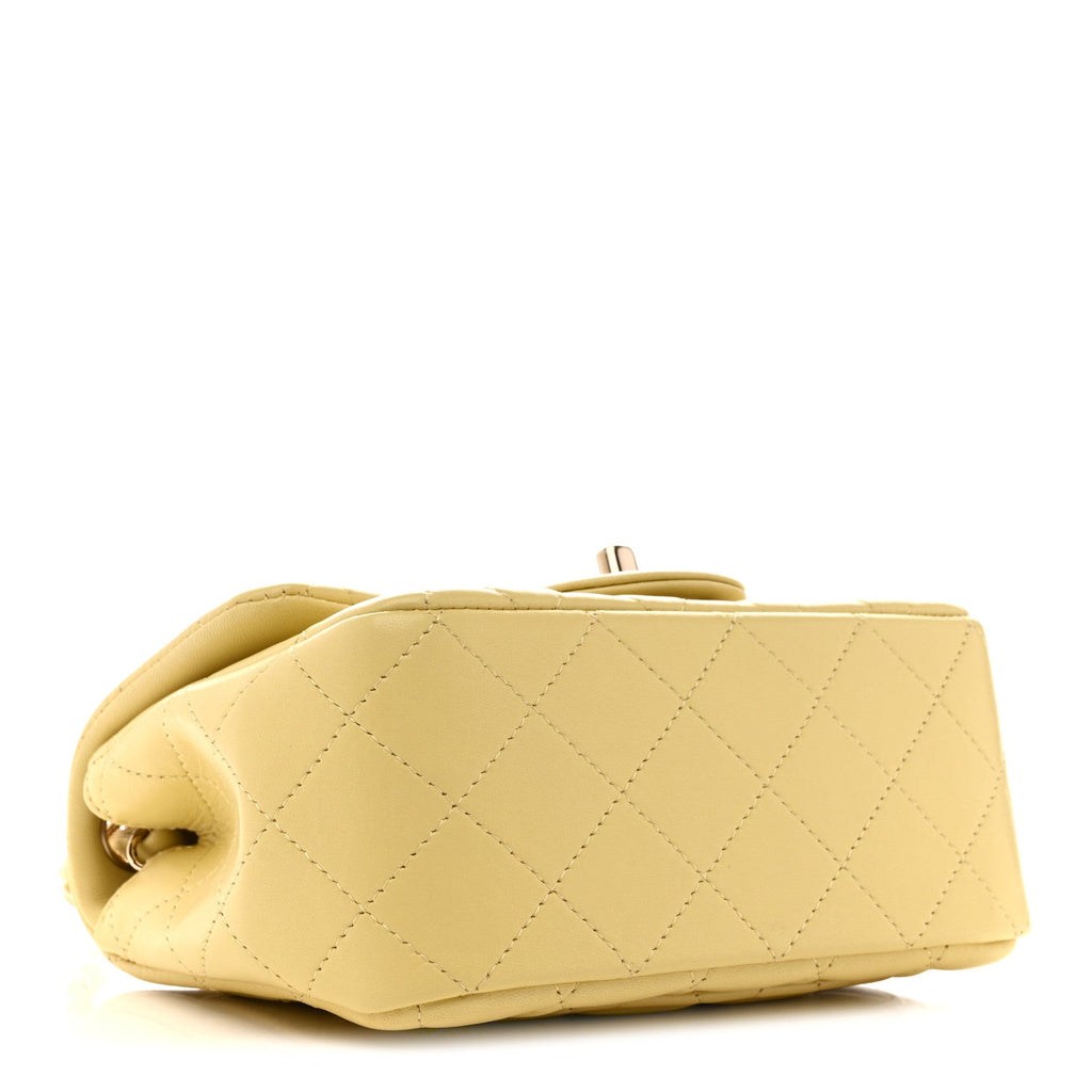 Chanel Lambskin Quilted Mini Square Flap Light Yellow