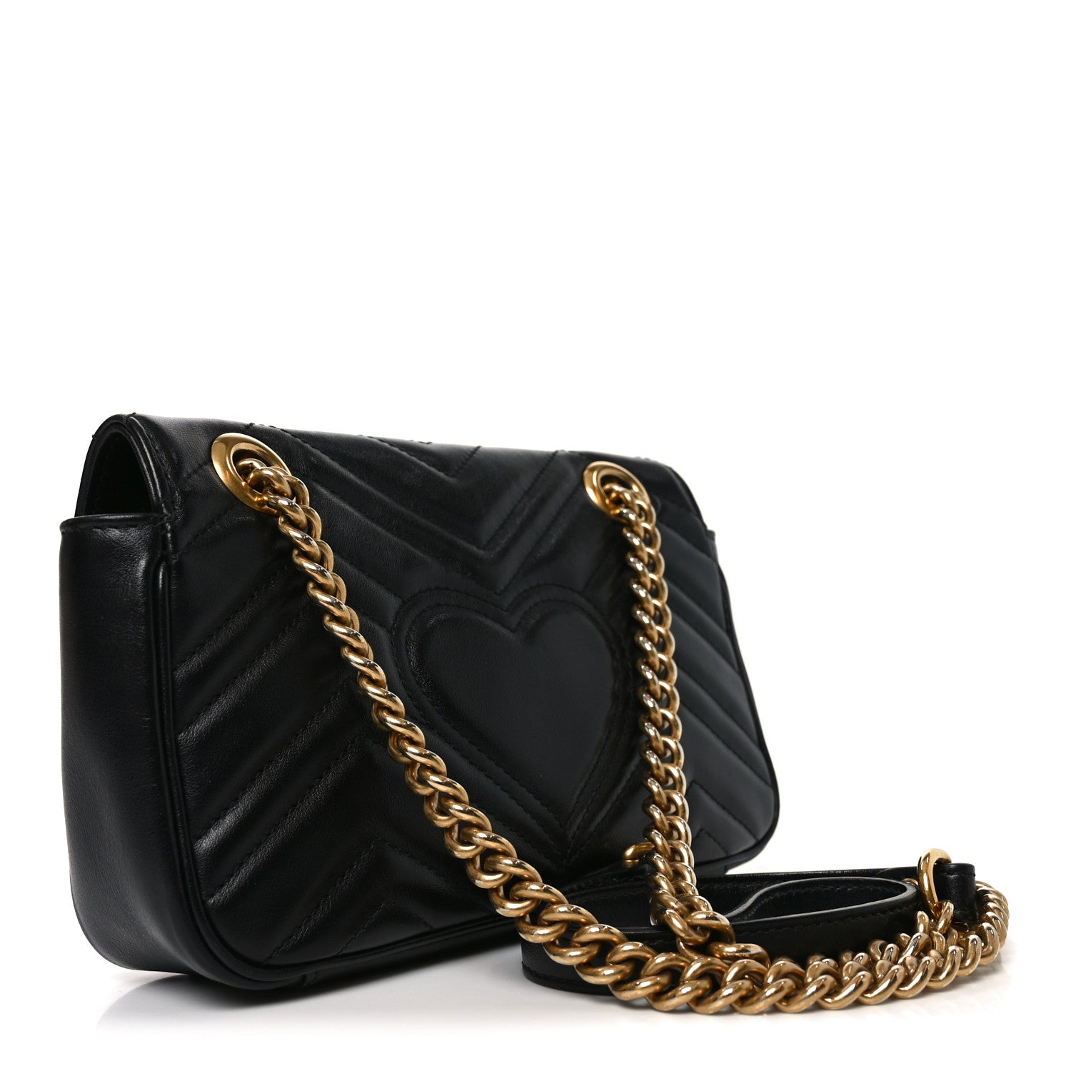 Gucci Calfskin Matelasse Mini GG Marmont Shoulder Bag Black