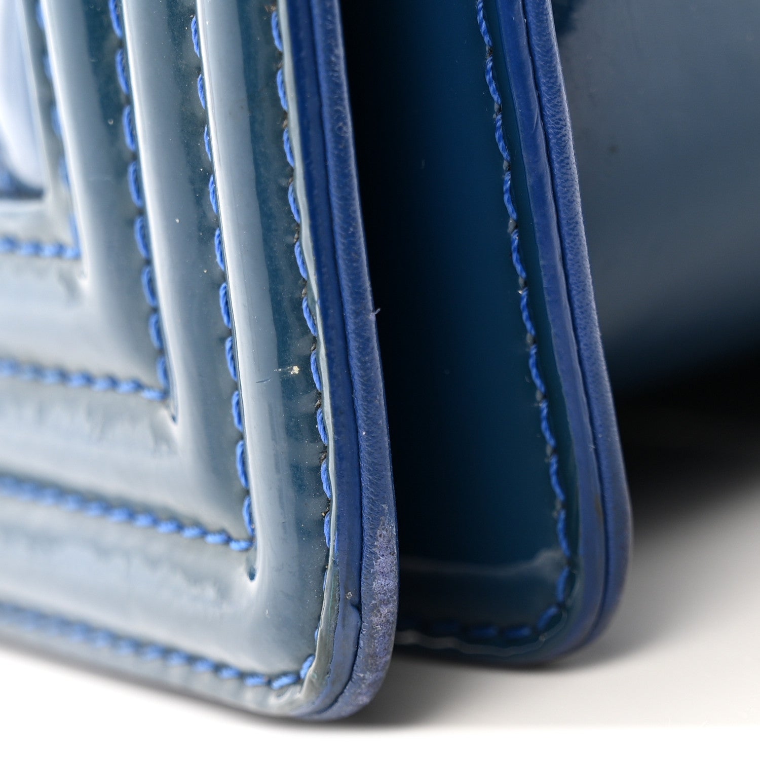 Chanel Patent Calfskin Quilted Medium Plexiglass Boy Flap Blue