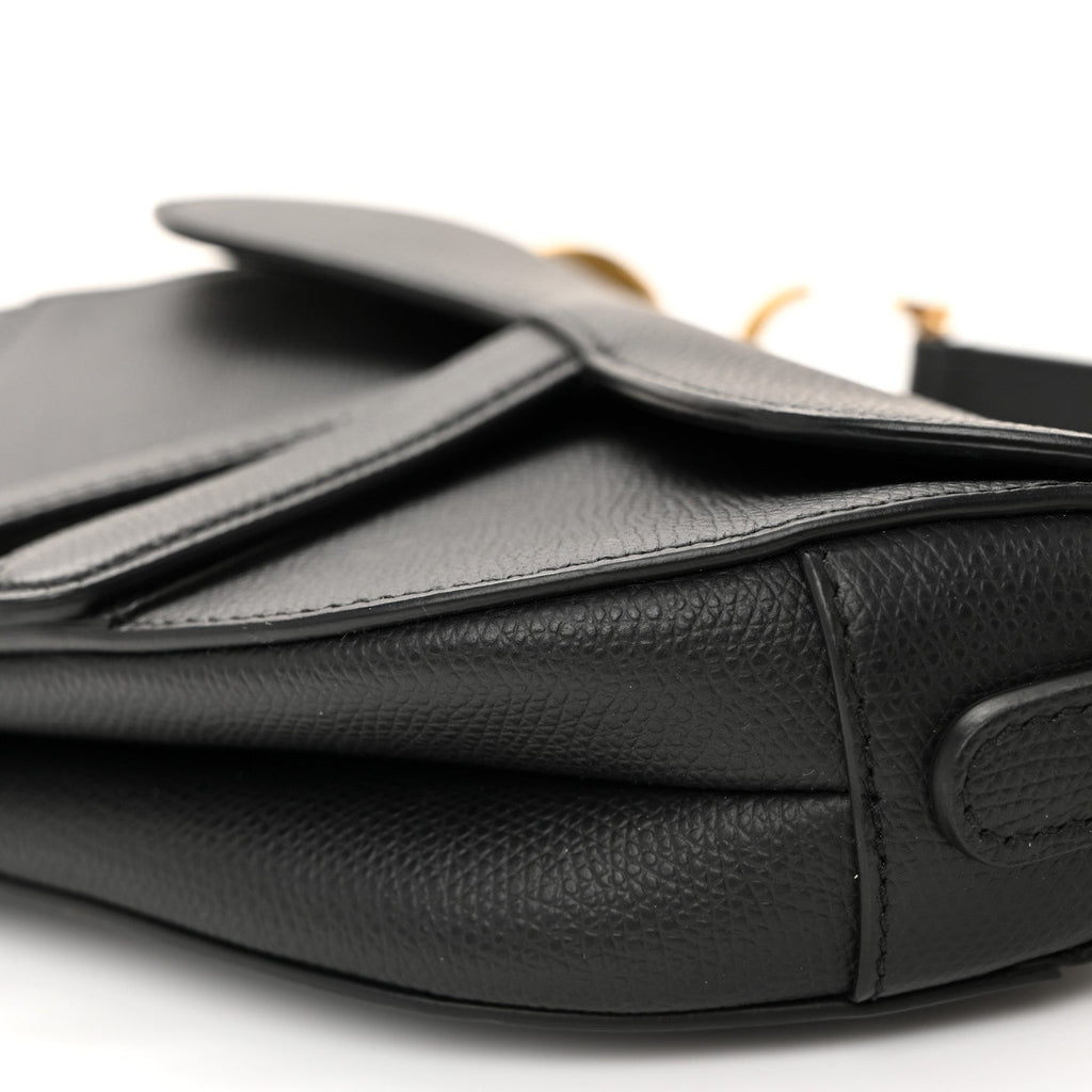 Christian Dior Grained Calfskin Mini Saddle Bag Black
