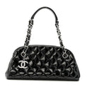 Chanel Patent Quilted Small Just Mademoiselle Bowling Bag Black