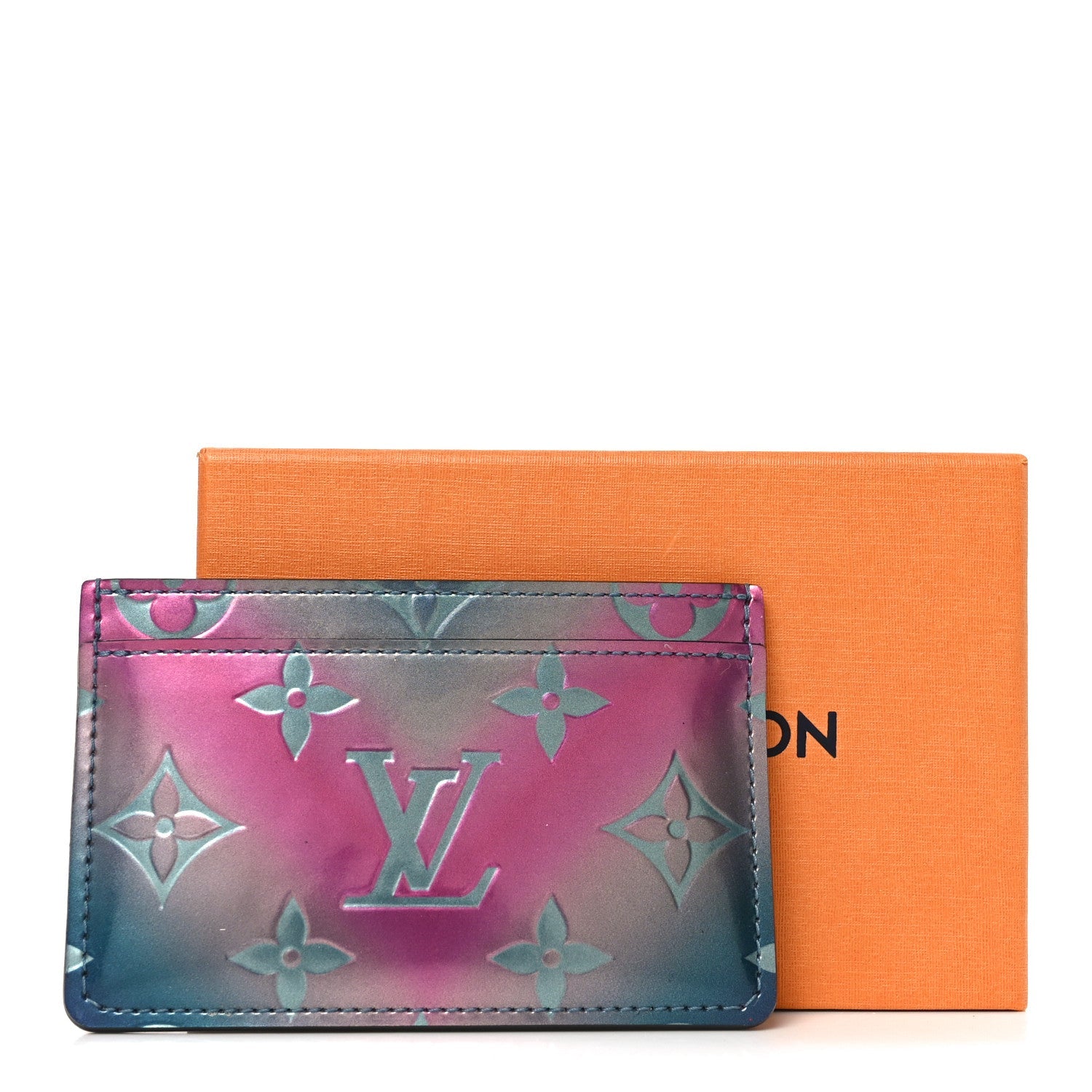 Louis Vuitton Metallic Vernis Degrade Card Holder Blue Pink
