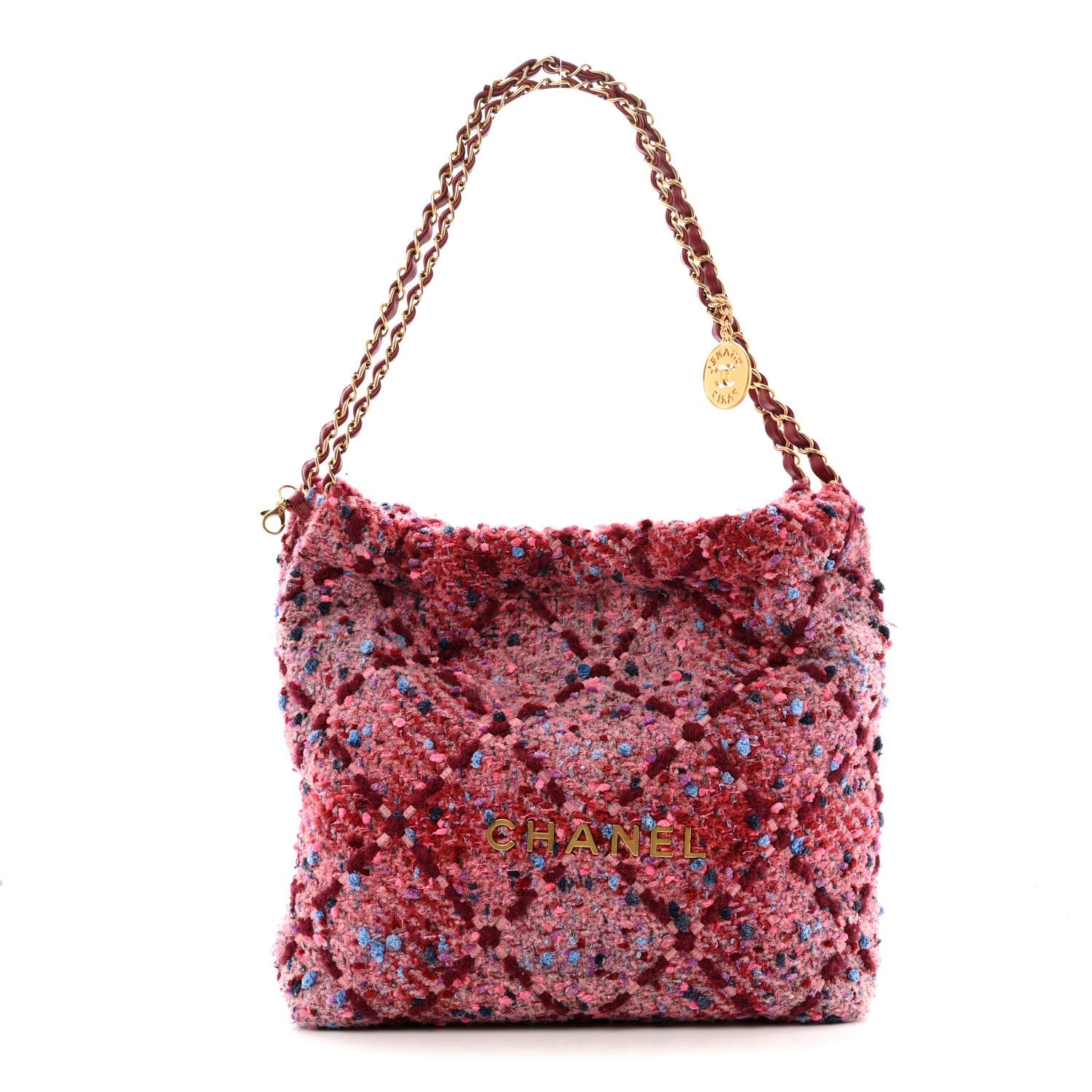 Chanel Tweed Quilted Chanel 22 Pink Burgundy