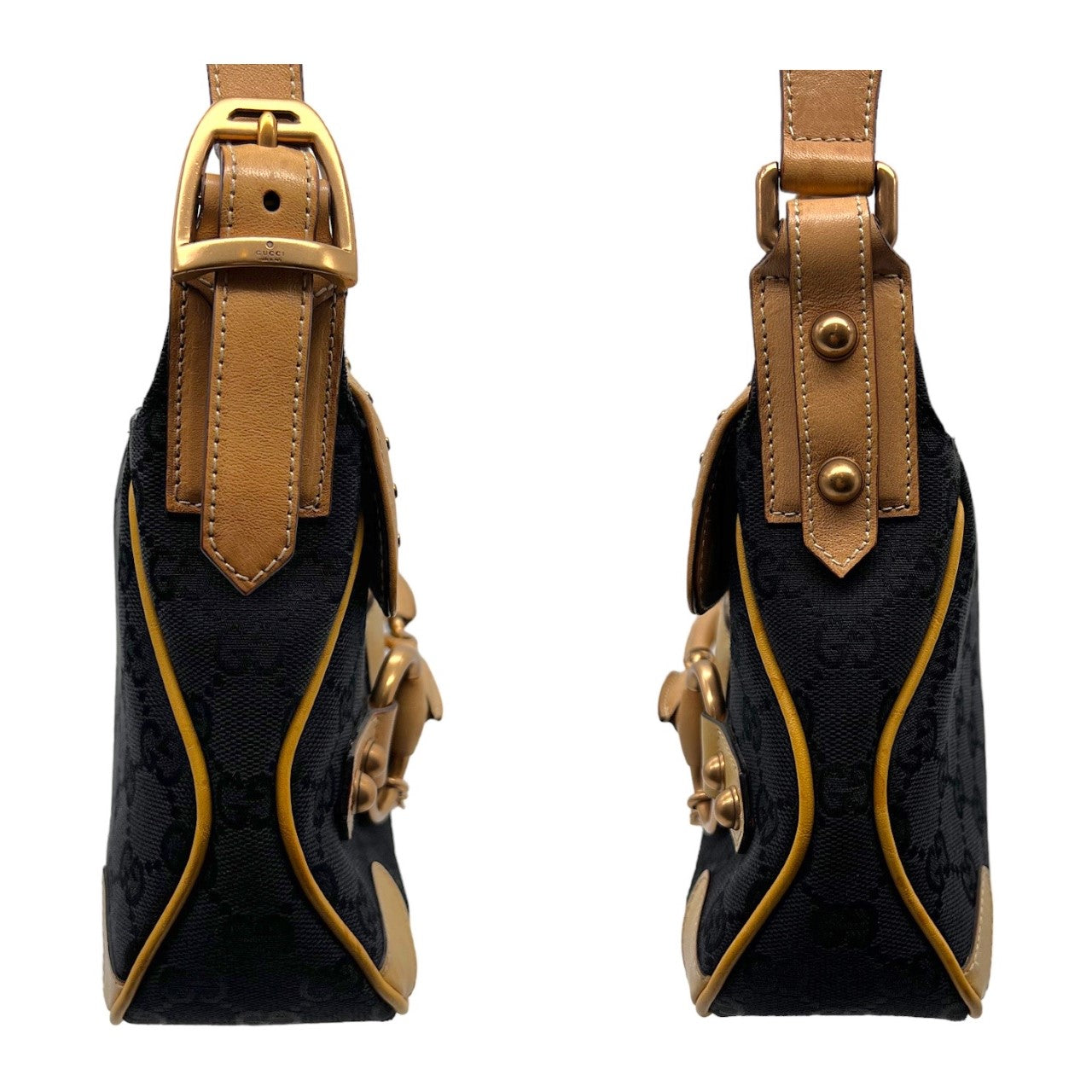 Gucci Monogram Rose Gold Horsebit Handbag