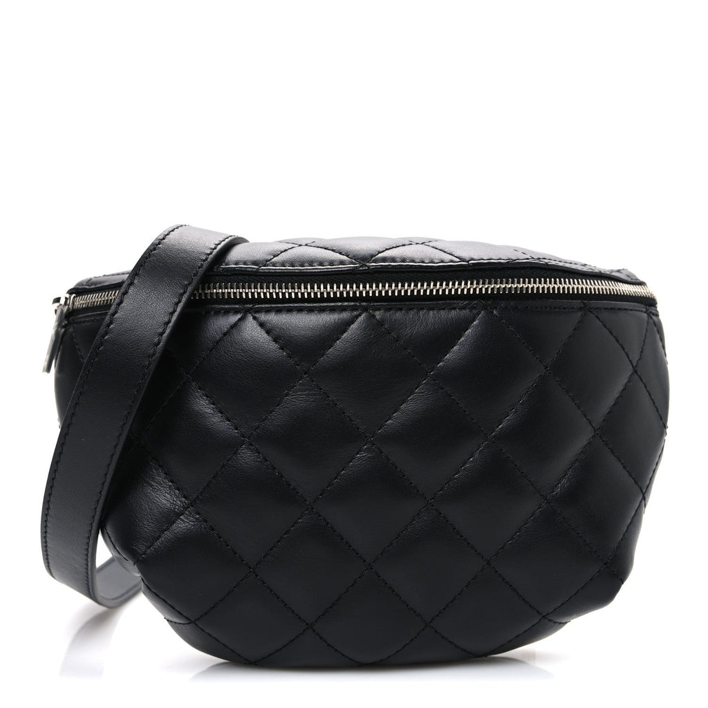 Chanel Lambskin Quilted Waist Belt Bag Black