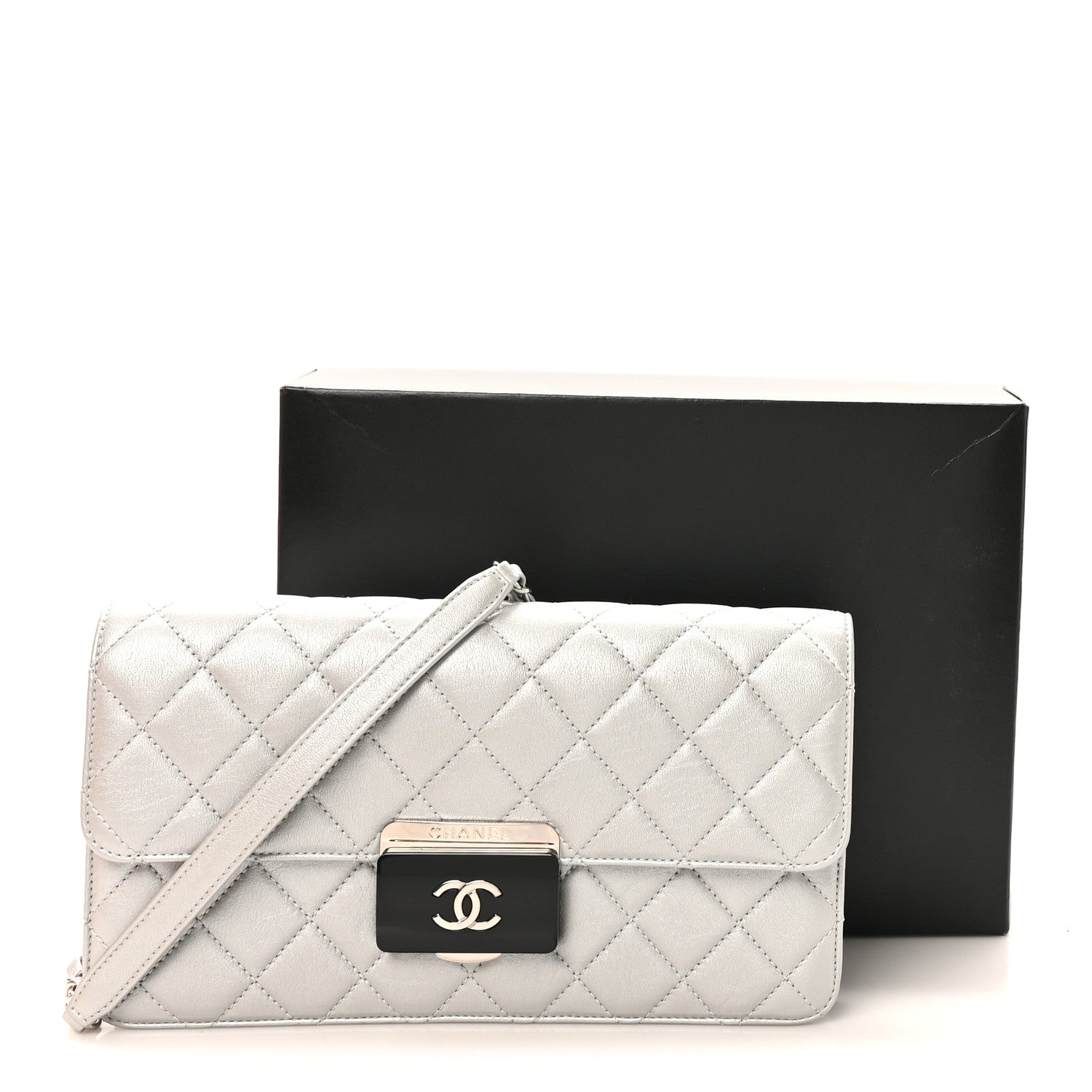 Chanel Metallic Sheepskin Quilted Small Beauty Lock Flap Silver