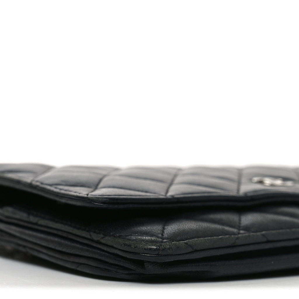 Chanel Lambskin Quilted Wallet On Chain WOC Black