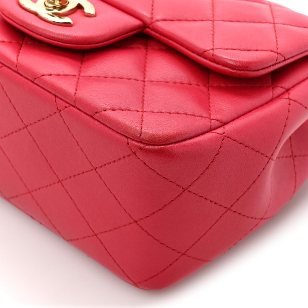 Chanel Lambskin Quilted Mini Square Flap Dark Pink