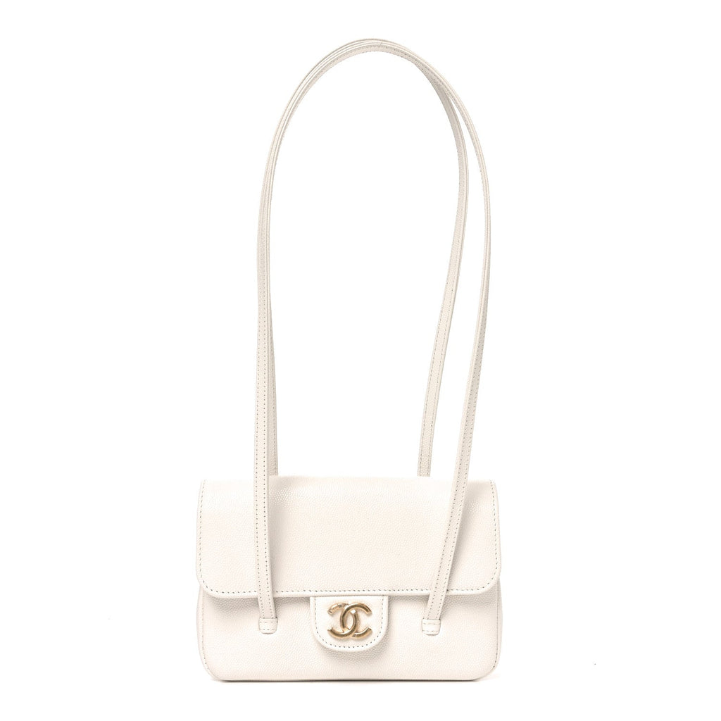 Chanel Shiny Caviar Mini Preppy Coco Shoulder Bag White