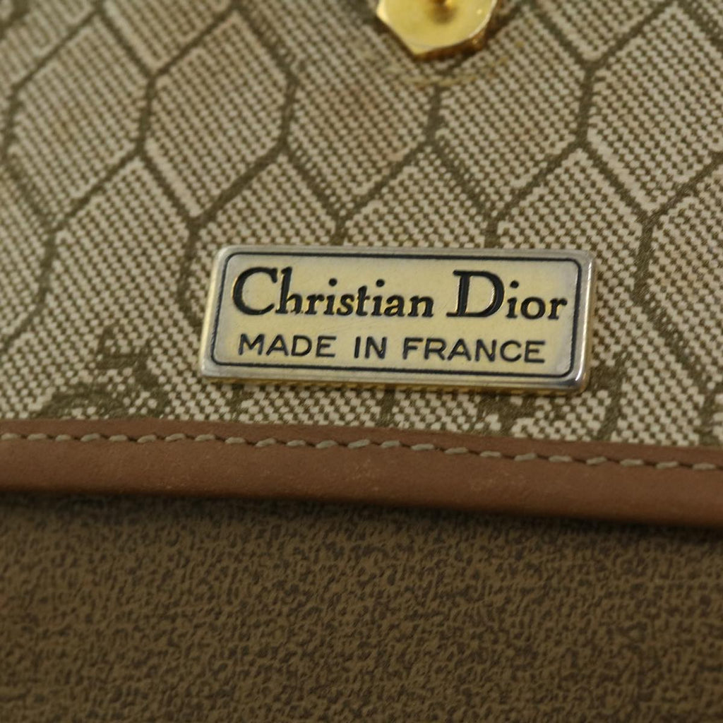 CHRISTIAN DIOR Honeycomb Canvas Hand Bag Beige  31593