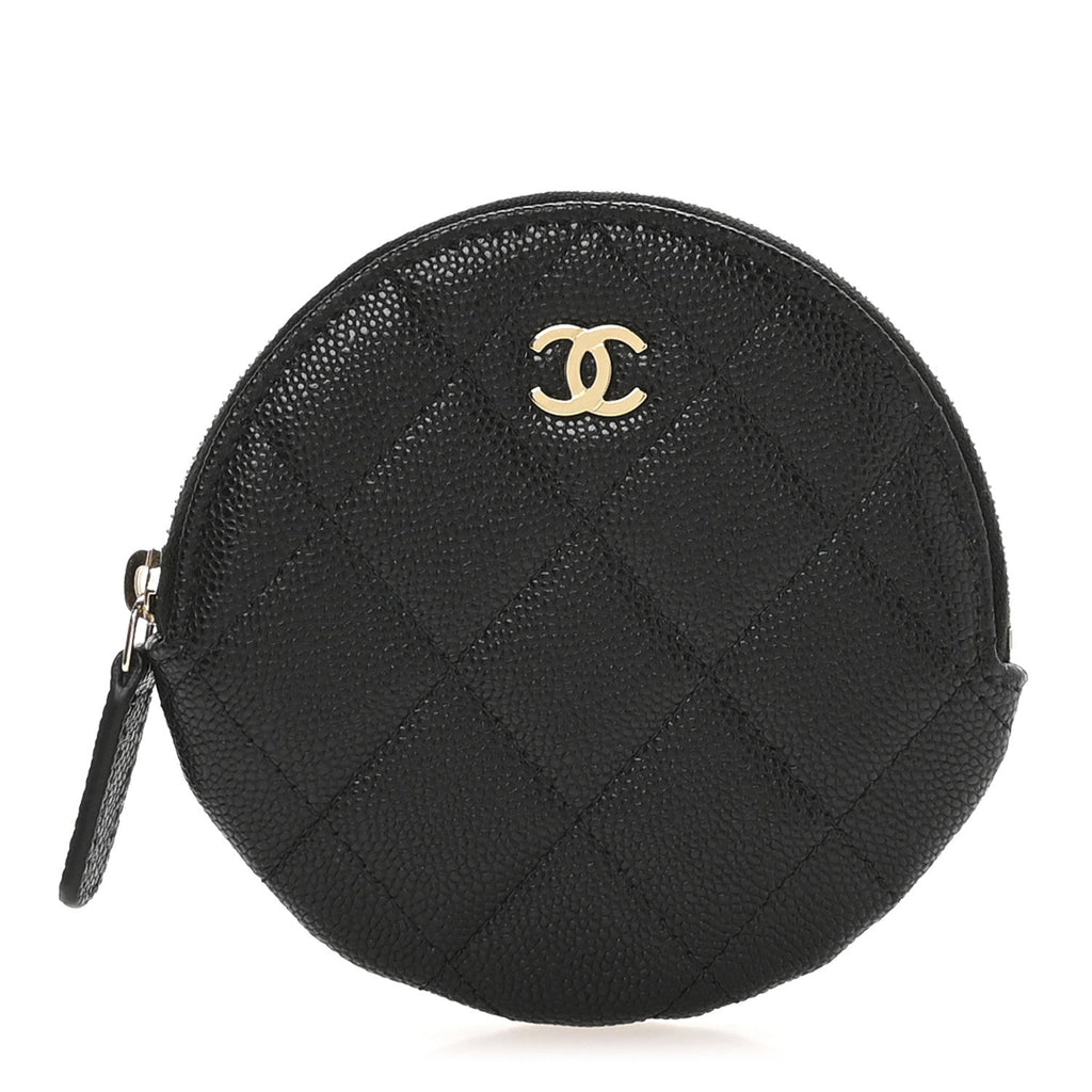 Caviar Quilted Zip Around Classic Coin Purse Black
