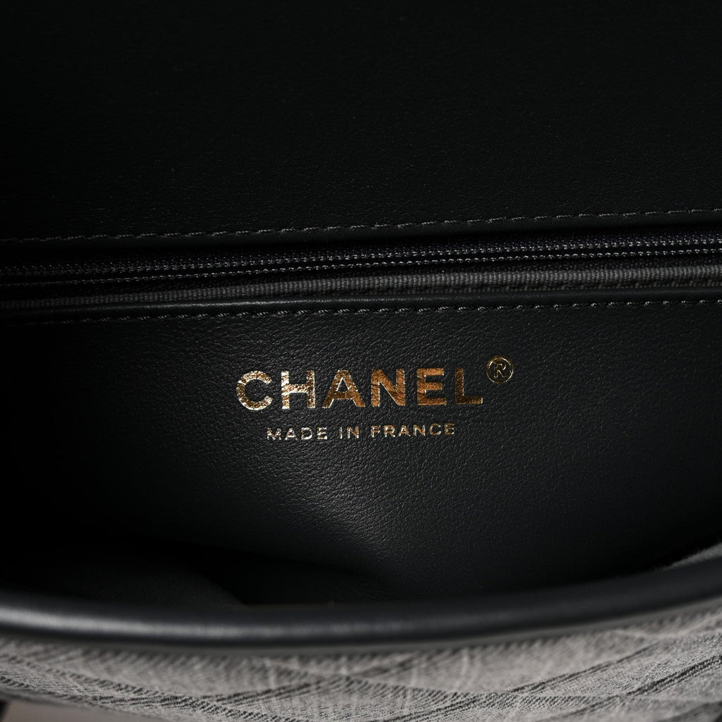 Chanel Washed Denim Quilted Messenger Flap Black