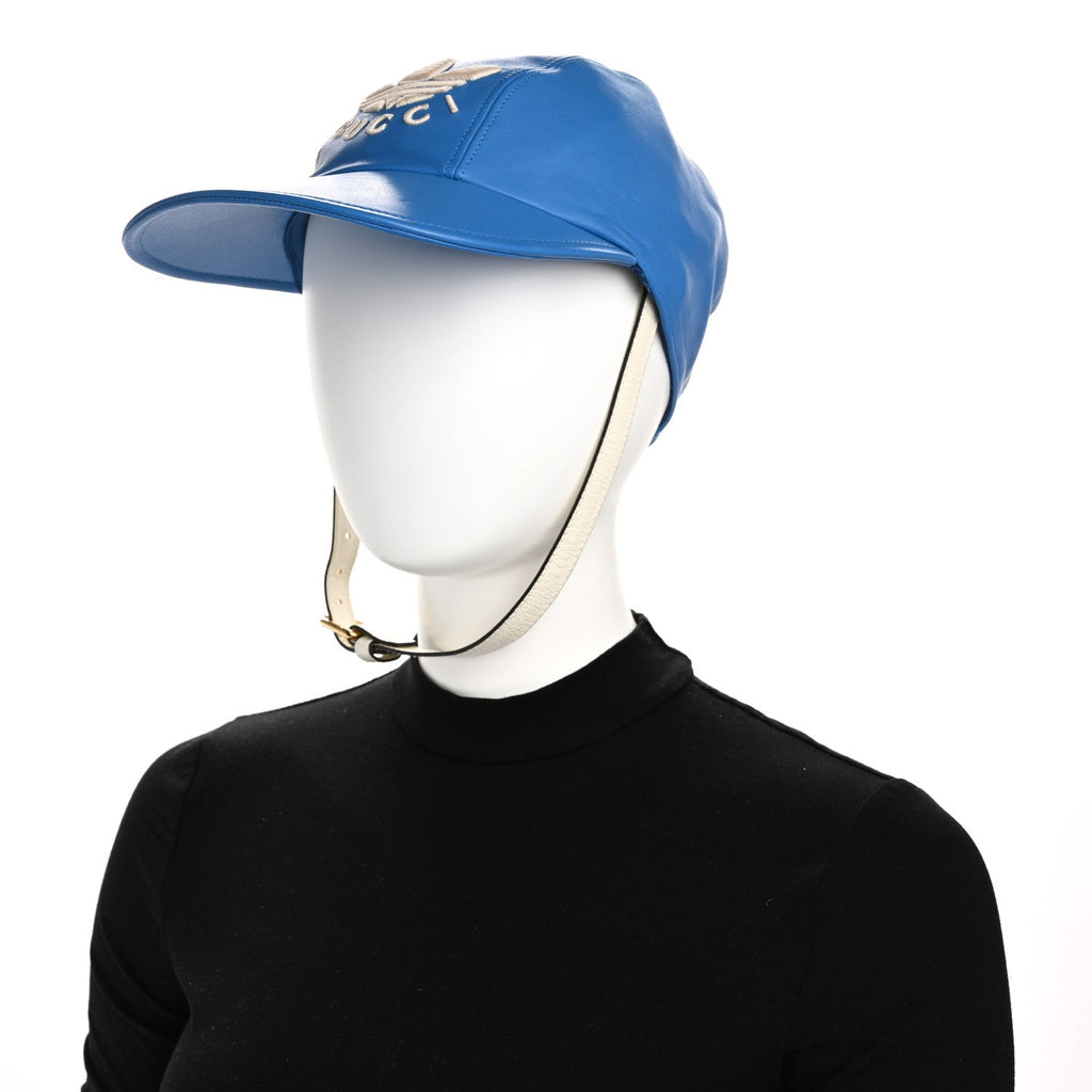Gucci X ADIDAS Lambskin Trefoil Stefanos Baseball Hat XL Blue