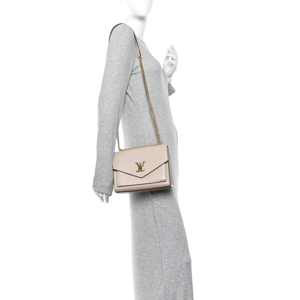 Louis Vuitton Soft Calfskin Mylockme Chain Bag BB Greige