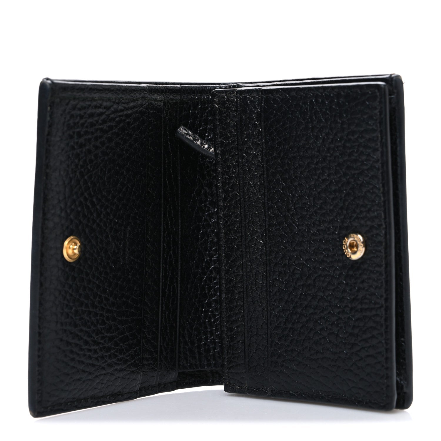 Gucci Dollar Calfskin GG Supreme Monogram GG Marmont Card Case Black Beige Ebony