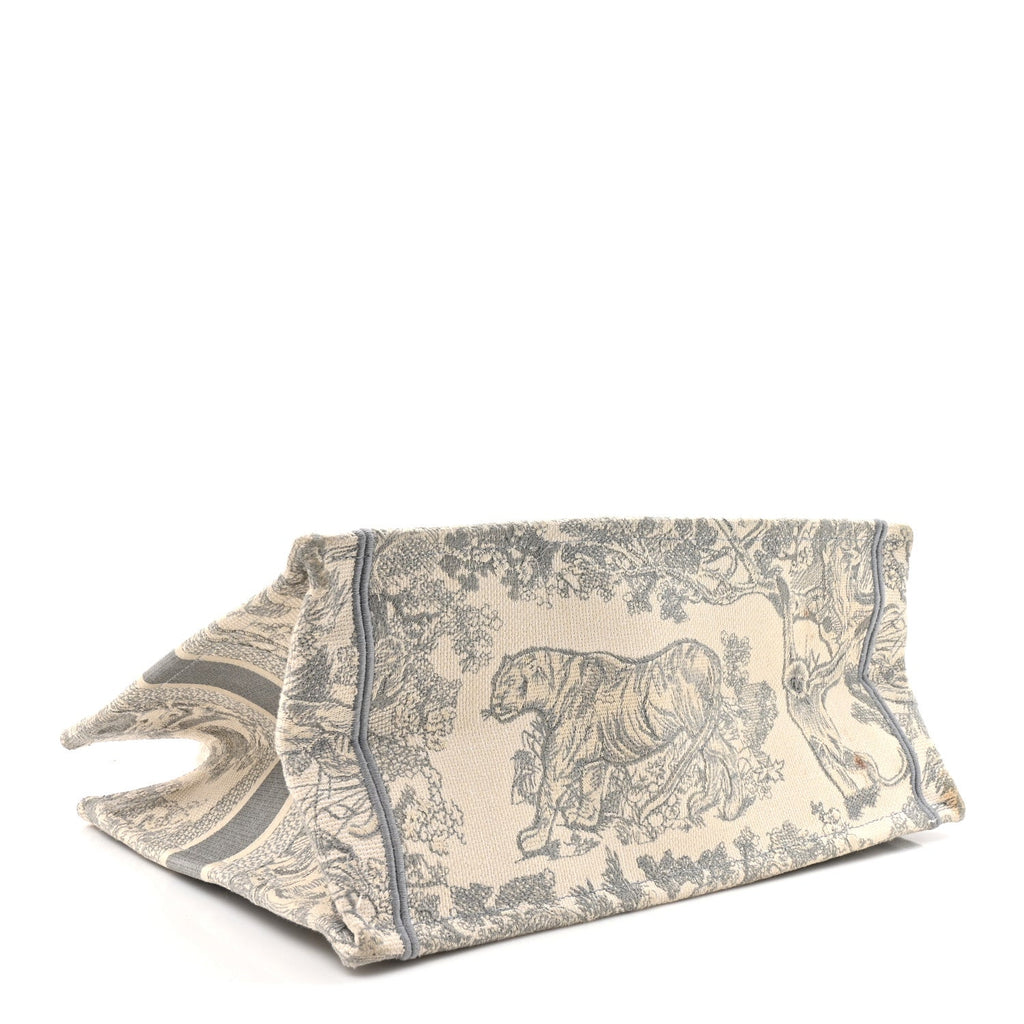 Christian Dior Canvas Embroidered Medium Dioriviera Toile De Jouy Book Tote Gray
