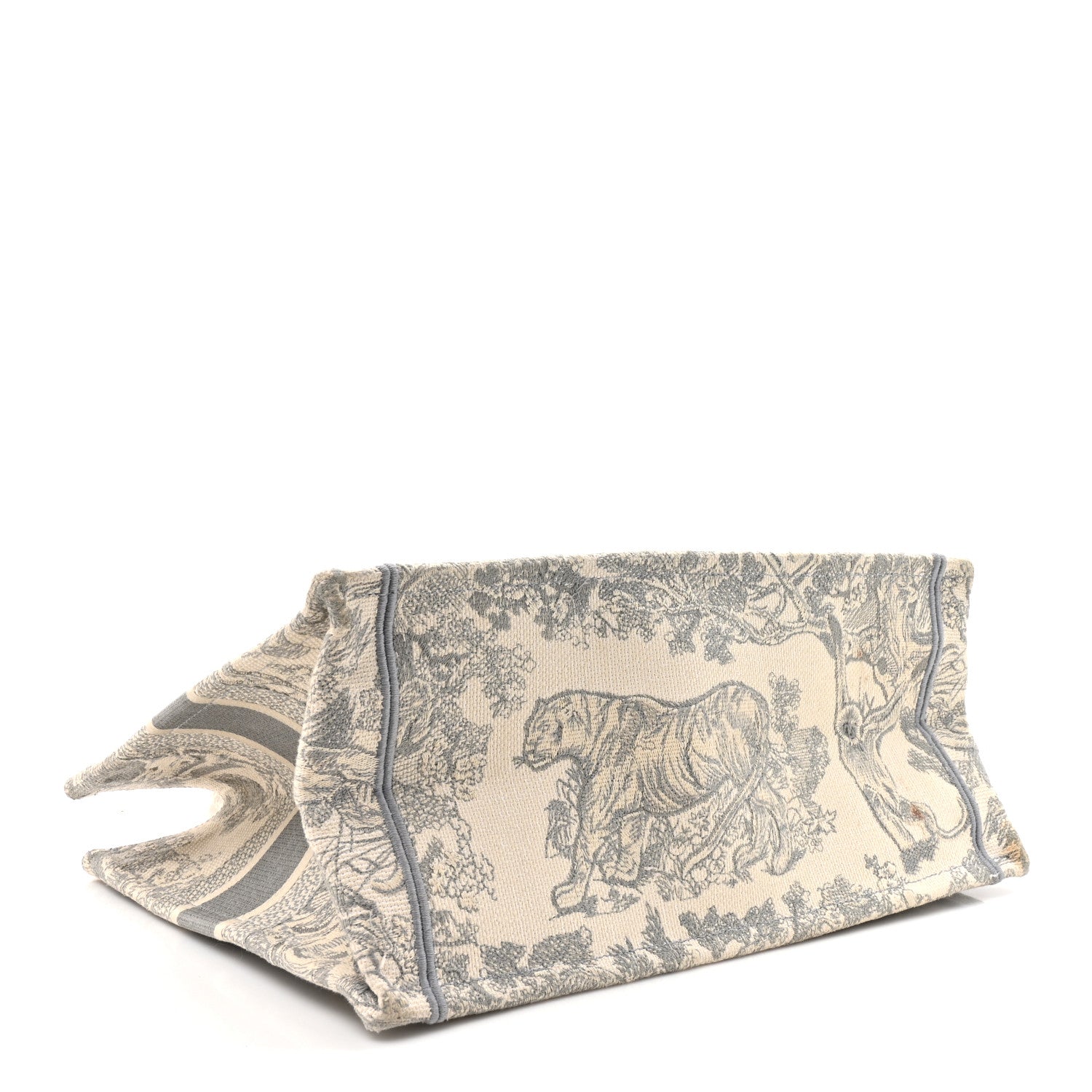 Christian Dior Canvas Embroidered Medium Dioriviera Toile De Jouy Book Tote Gray