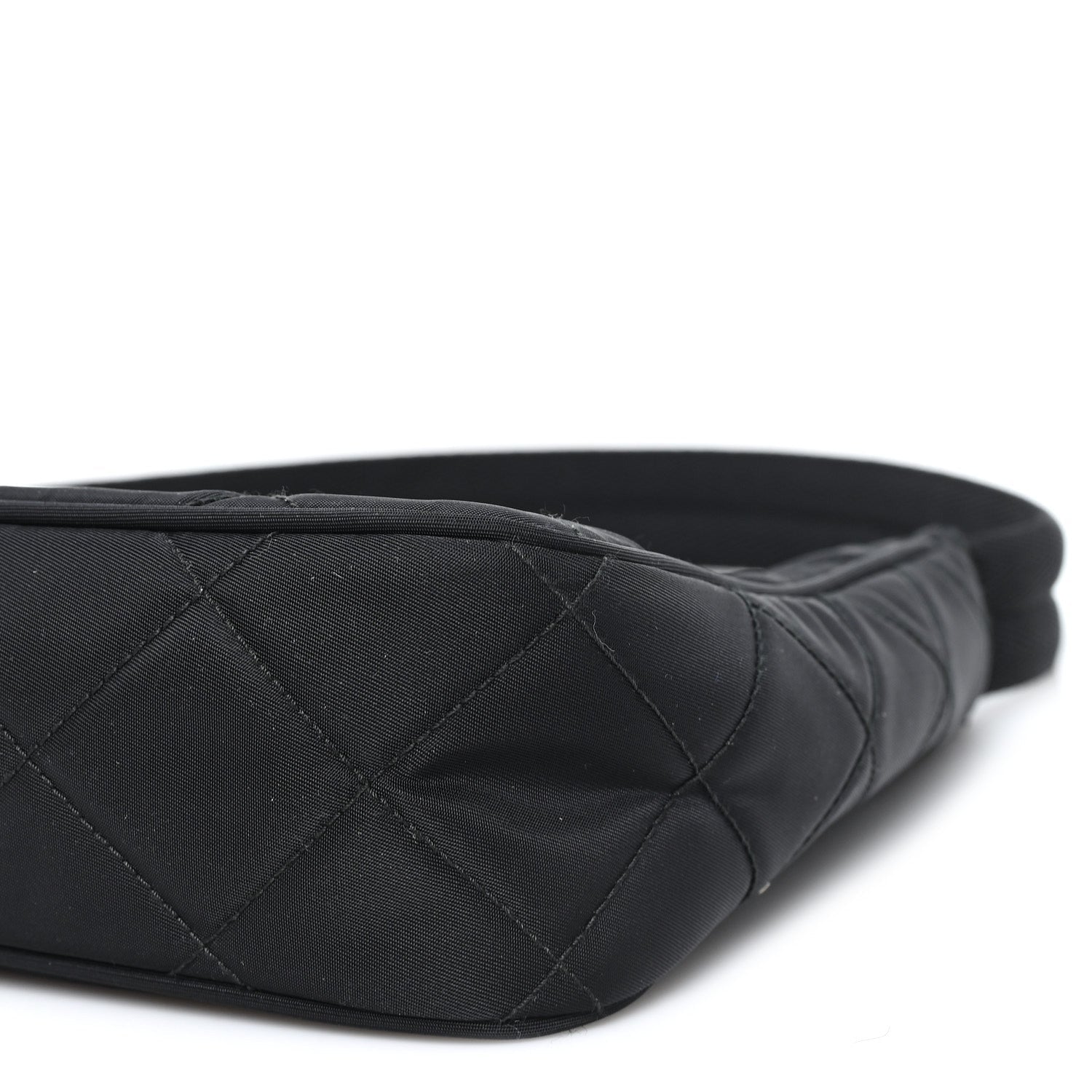 Prada Tessuto Nylon Stitched Shoulder Bag Black