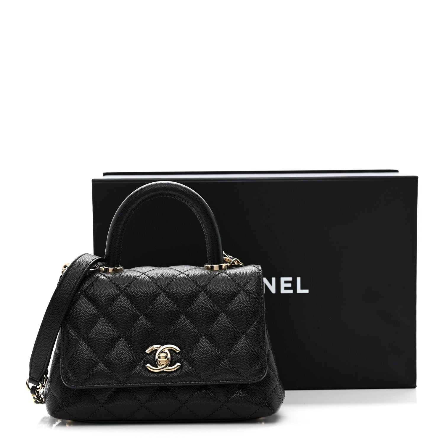 Chanel Caviar Quilted Extra Mini Coco Handle Flap Black