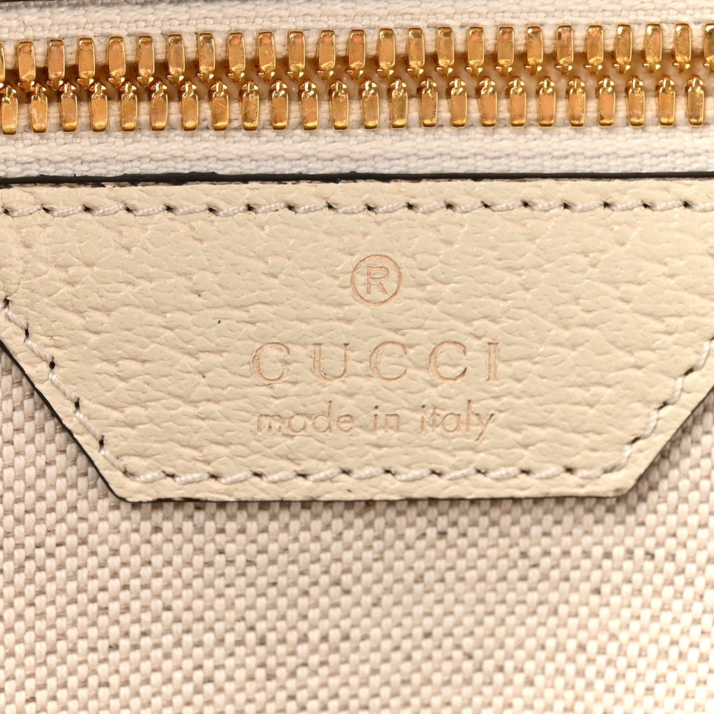 Gucci GG Supreme Monogram Textured Calfskin Web Small Ophidia Day Backpack Beige Ebony Mystic White