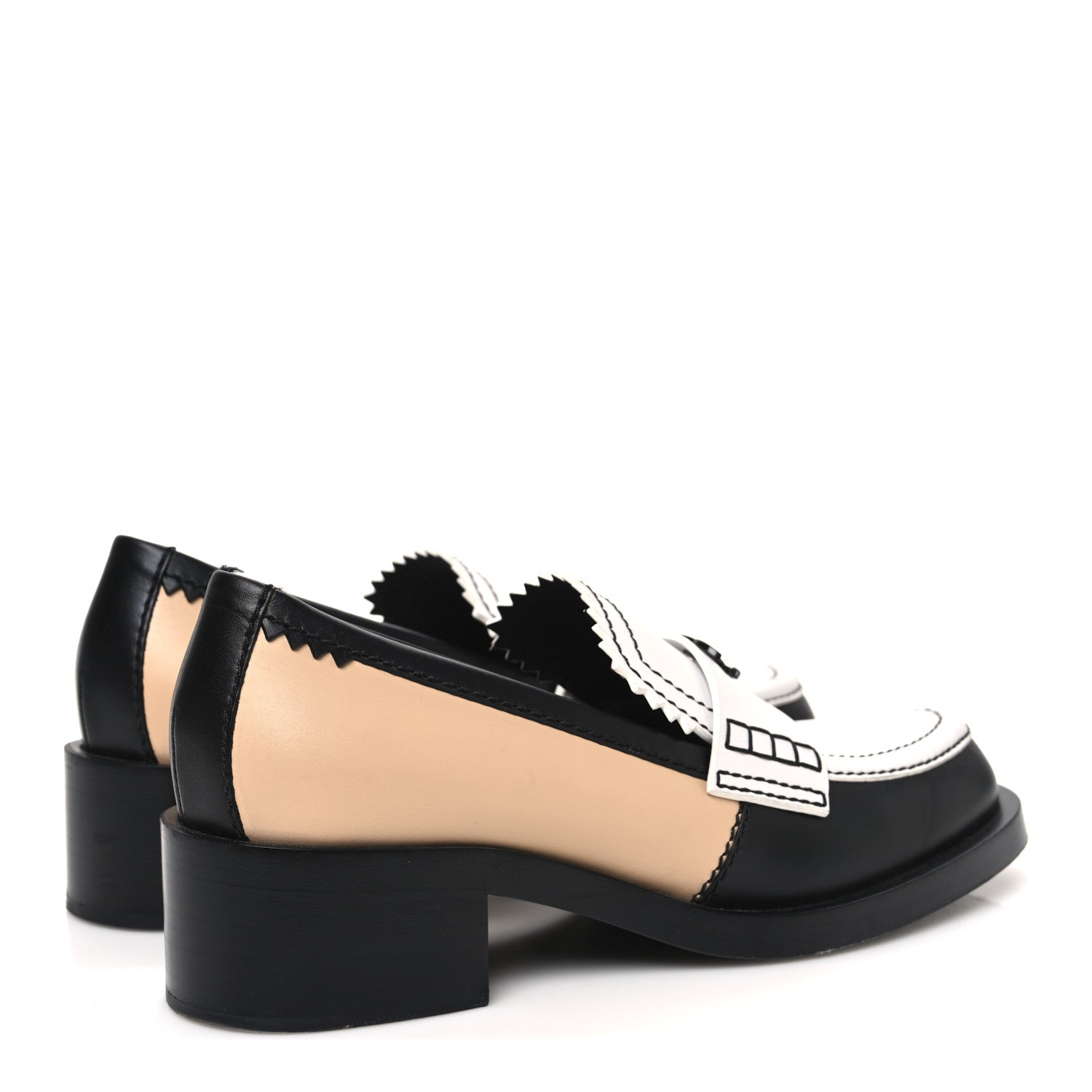Calfskin CC Loafers 40 Black White Beige