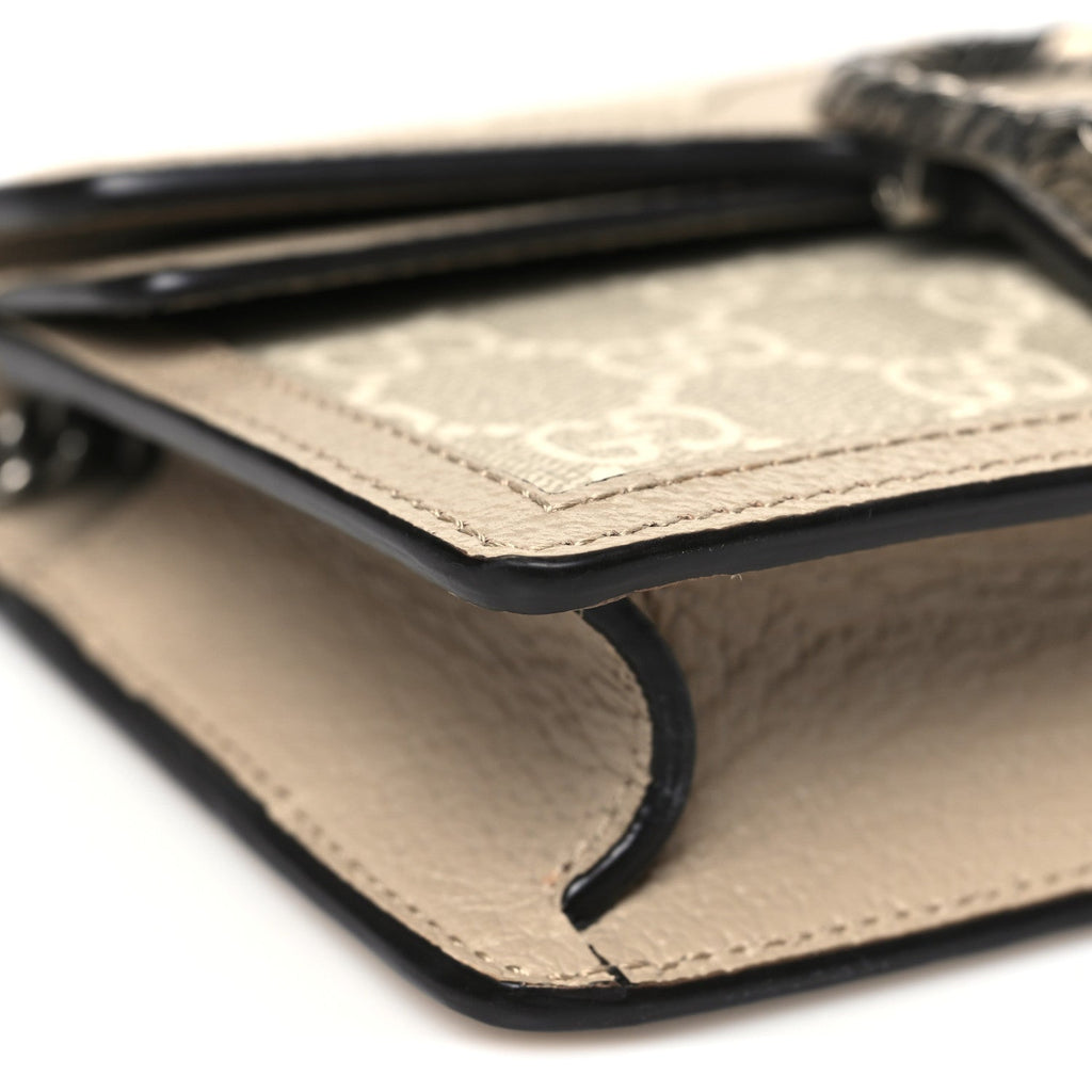 Gucci GG Supreme Monogram Textured Dollar Calfskin Super Mini Dionysus Shoulder Bag Beige Mystic White Oatmeal
