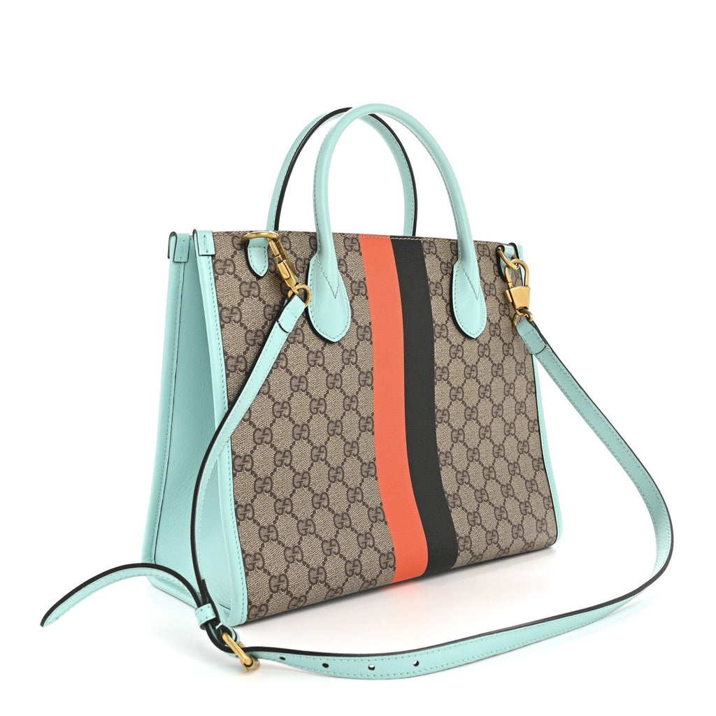 Gucci GG Supreme Monogram Textured Dollar Calfskin Web Gucci Tiger Small Retro Interlocking G Tote Bag Multicolor
