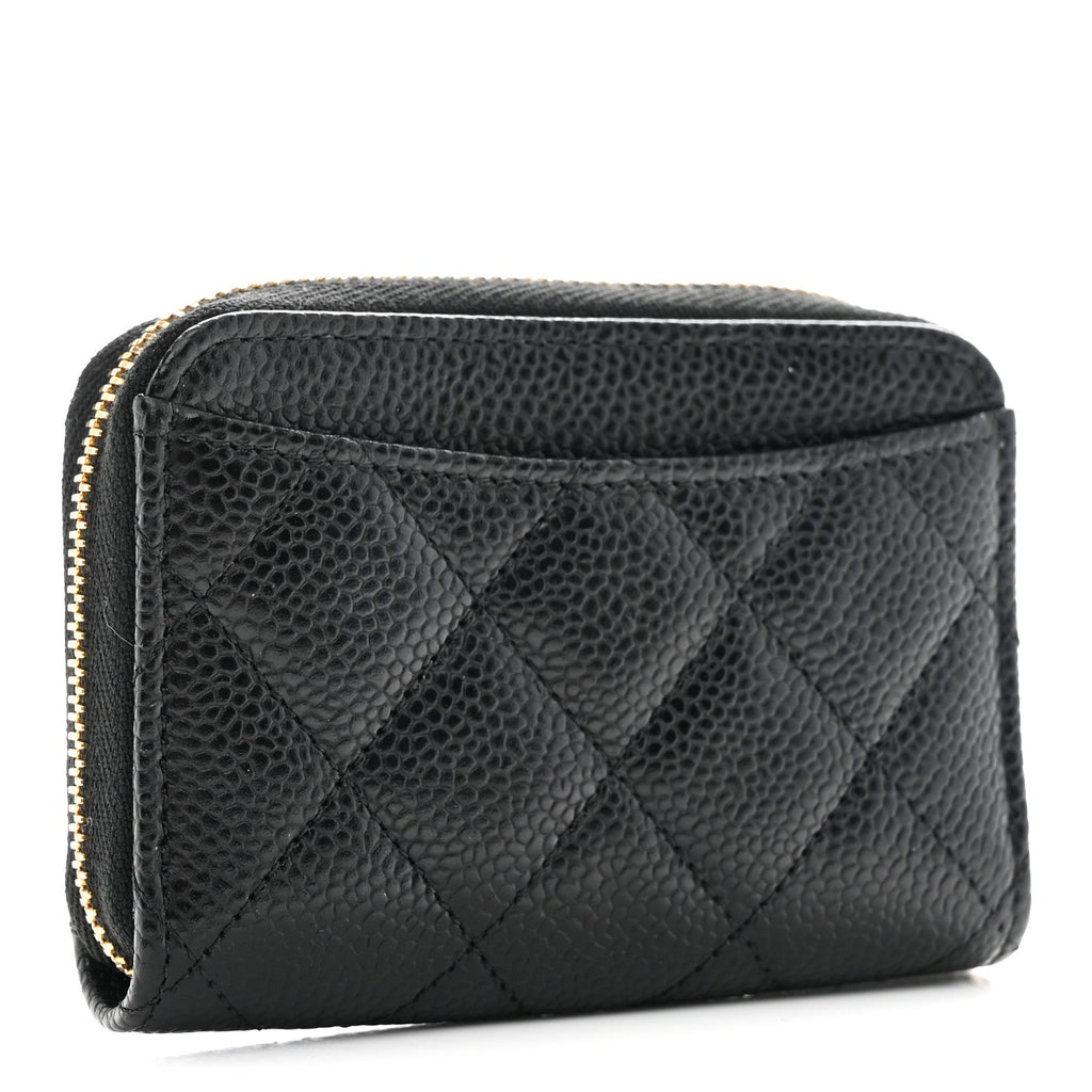 Caviar Quilted Zip Coin Purse Black