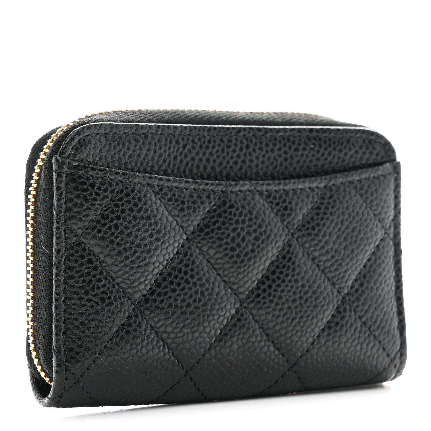 Caviar Quilted Zip Coin Purse Black