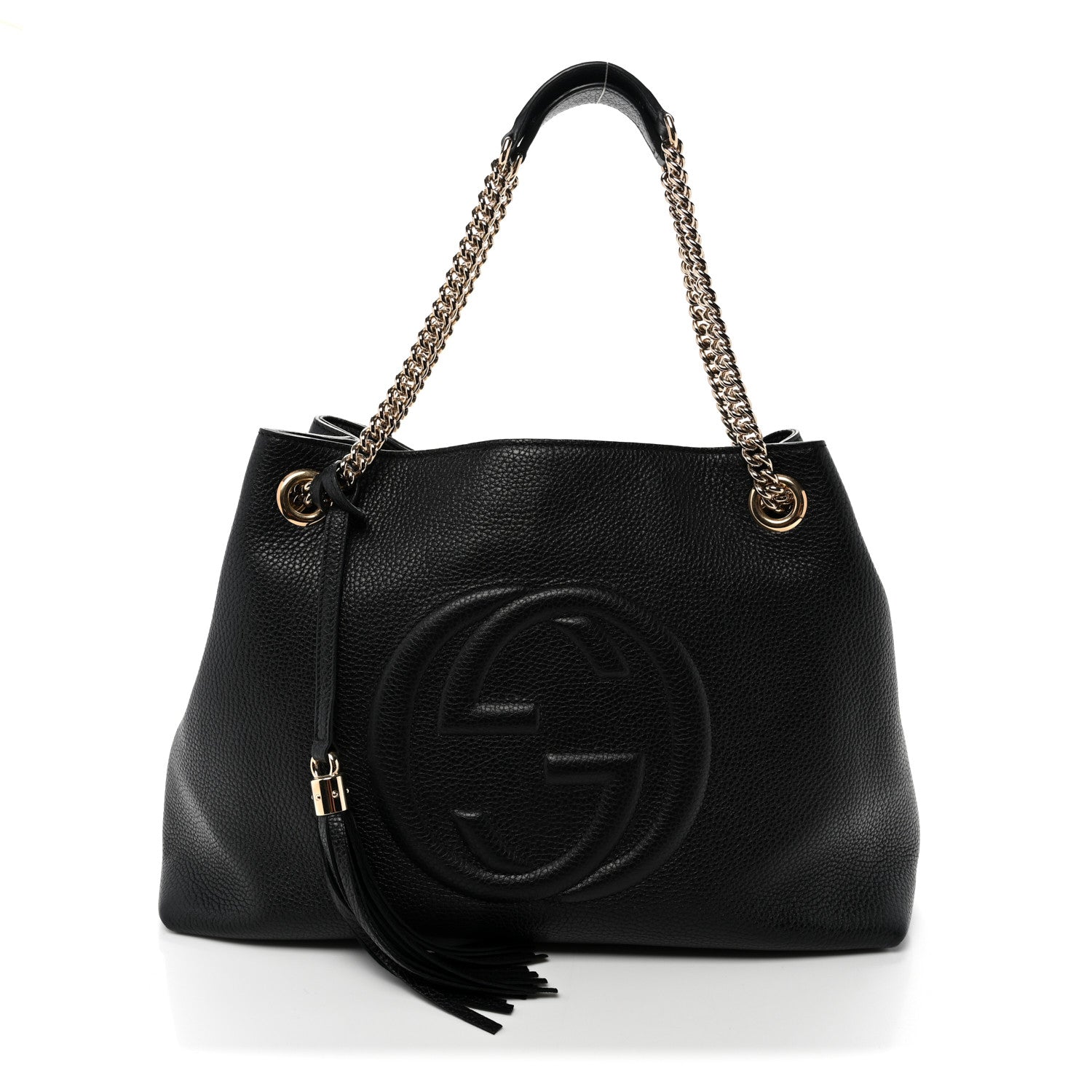 Gucci Pebbled Calfskin Medium Soho Chain Shoulder Bag Black