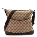 Gucci Monogram Calfskin Perforated Medium Flat Messenger Bag Dark Brown